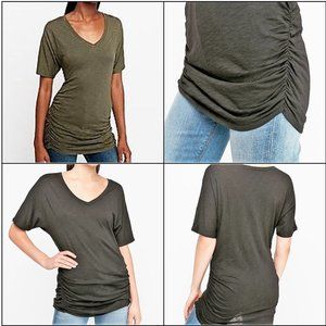 Super Flattering Marled Black Ruched Tunic Tee XS